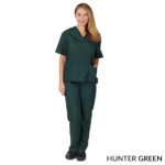 Unisex 2-Pocket V-Neck Scrub Set Hunter Green