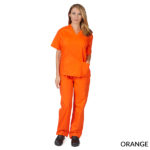 Unisex 2-Pocket V-Neck Scrub Set Orange
