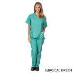 Unisex 2-Pocket V-Neck Scrub Set Surgical Green
