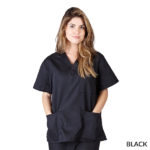 Unisex 3-Pocket Scrub Top Black