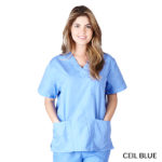 Unisex 3-Pocket Scrub Top Ceil Blue