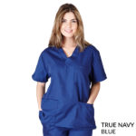Unisex 3-Pocket Scrub Top True Navy Blue