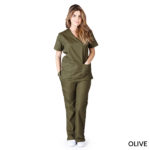 Mock Wrap Scrub Set Olive Green