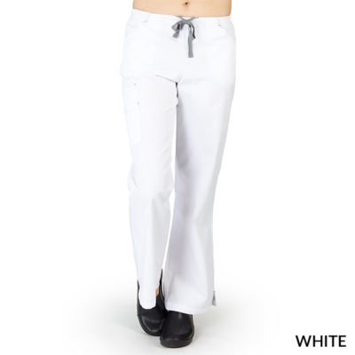 Two Tone Cargo Flare Pants White