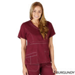 Comfort Stretch Mock Wrap Top Burgundy