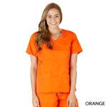 Comfort Stretch Mock Wrap Top Orange