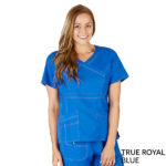Comfort Stretch Mock Wrap Top Royal Blue