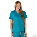 Comfort Stretch Mock Wrap Top Teal