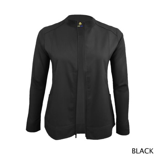 Women's Ultrasoft Front Zip Warm-up Scrub Jacket Black