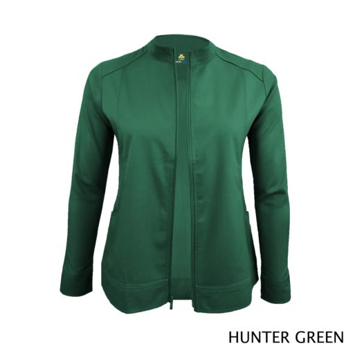 Women's Ultrasoft Front Zip Warm-up Scrub Jacket Hunter Green