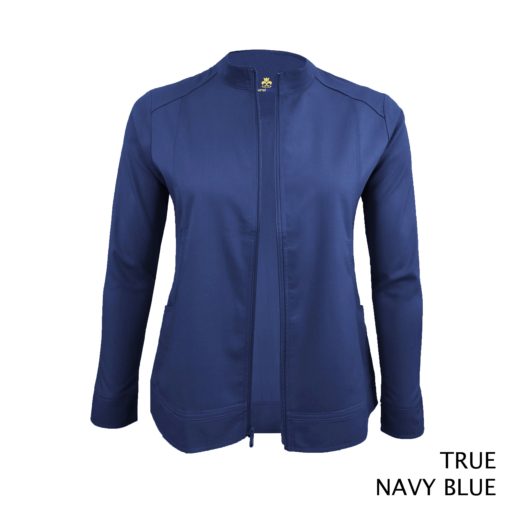 Women's Ultrasoft Front Zip Warm-up Scrub Jacket True Navy Blue