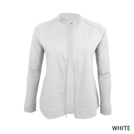 Women's Ultrasoft Front Zip Warm-up Scrub Jacket White
