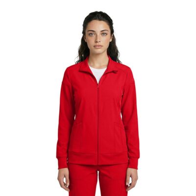 Women’s Zip-Front Warm-Up Jacket – 4-Way Stretch, Moisture-Wicking, Contemporary Fit–Medical Scrubs Jacket (STYLE 4080)