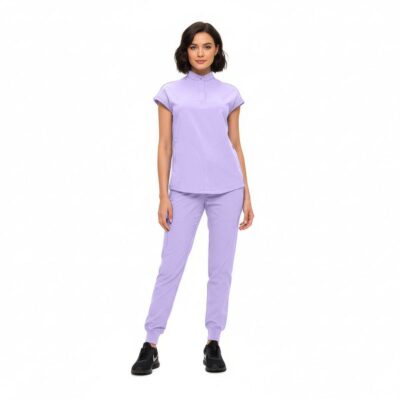 Womens Jogger Scrub Set with Oversized Scrub Top with Mandarin Collar (STYLE# 4403SET)