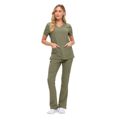 Women’s Scrub Set – Soft Stretch Fabric, Modern Fit Jogger Pants & Crew Neck Top (STYLE# 4402set)