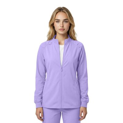 Women’s Zip-Front Raglan Warm-Up Jacket – 4-Way Stretch, Moisture-Wicking, Modern Fit–Medical Scrubs Jacket (STYLE 4081)